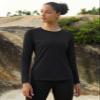 MAGCOMSEN Fleece Tops for Women Long Sleeve Thermal Undershirts Running Pullover Athletic Hiking Shirt Warm Black view 3