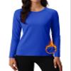 MAGCOMSEN Thermal Long Sleeve Shirts for Women Fleece Lined Moisture Wicking Tops Raglan Sleeve Running Workout Blue view 1