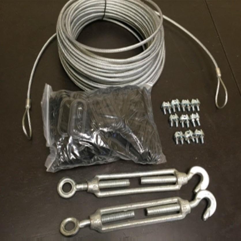 Putterman Tennis Court Divider Net Installation Kit - 60 Feet Silver Metal Sports Net
