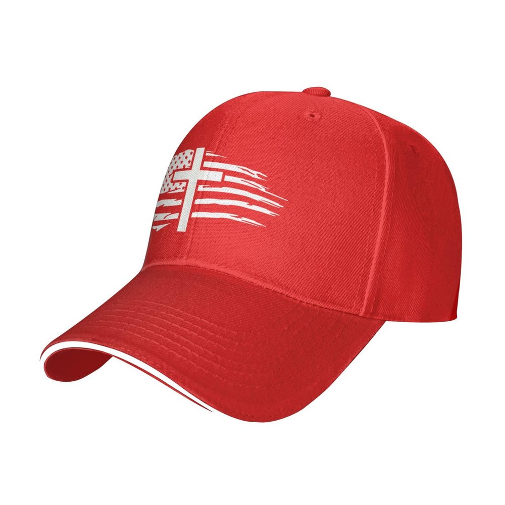 American Flag Cross Hat for Men Women Adjustable Baseball Cap Red Dad Hat Outdoors