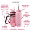 FAHRMOSIS 32 Oz Insulated Water Bottle with Strap Stainless Steel Sports Water Bottle with 3 Lids (Straw, Chug & Flip Lid) 1 Liter Leak Proof Insulated Metal Jug for Men & Women - Pink (Solid) view 3