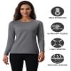 MAGCOMSEN Womens Thermal Tops Long Sleeve Pullover Fleece Lined Shirts Moisture Wicking Running Workout Athletic Grey view 2