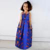 16Y Strap Outfits Kids Girls Ankara Dresses Traditional Dashiki Dress Princess Backless Sleeveless (Blue #2, 1-2 Years) view 2