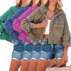 Dawery Jackets for Women Hooded Denim Jacket Women Vintage Jean Coats Casual Long Sleeve Top Clothes Women Streetwear Green L view 3