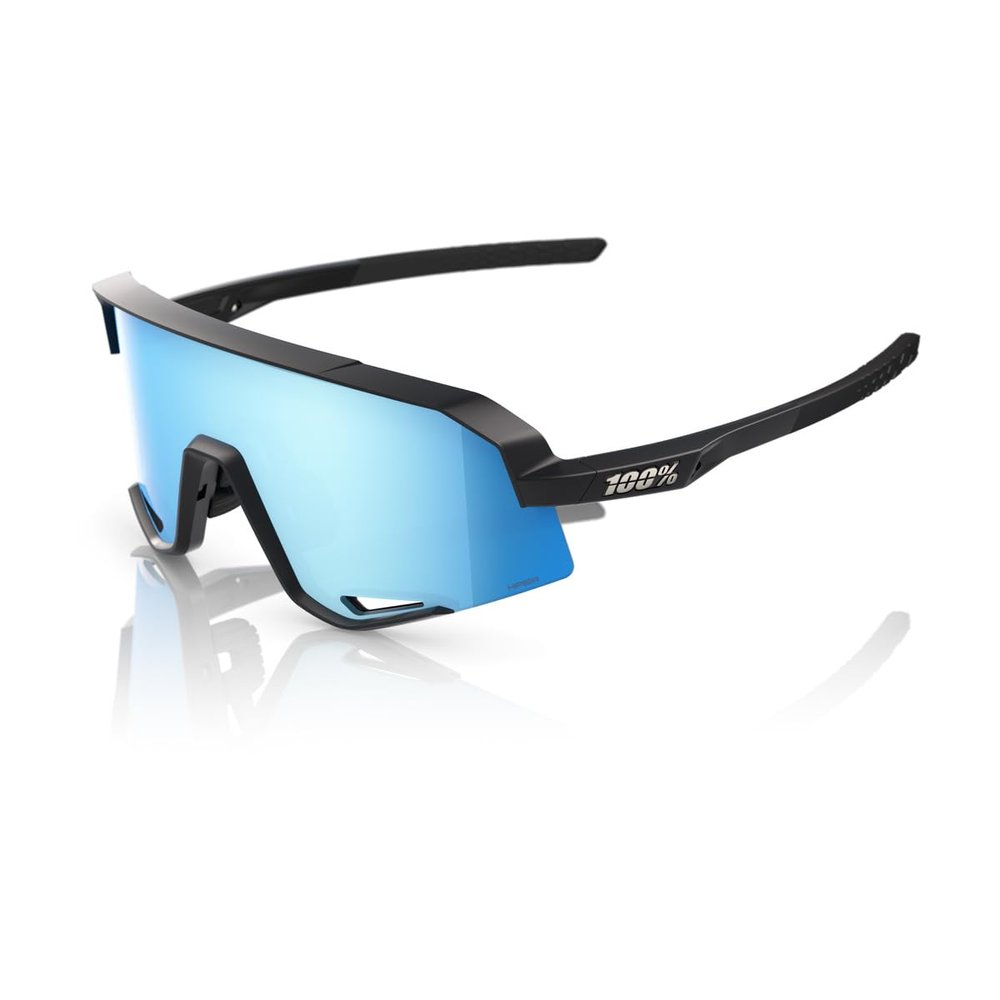 100% Slendale Sunglasses - Matte Black; HiPER Blue Multilayer Mirror