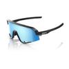 100% Slendale Sunglasses - Matte Black; HiPER Blue Multilayer Mirror view 1