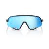 100% Slendale Sunglasses - Matte Black; HiPER Blue Multilayer Mirror view 3