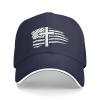 American Flag Cross Hat for Men Women Adjustable Sandwich Cap Navy Blue Dad Hat Outdoors view 2