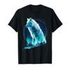 Wolf Northern Lights Alaska Up North White Wolf Lover T-Shirt view 1