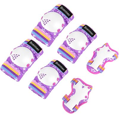 BOSONER Kids Roller and Skate Pads: Knee Pads and Elbow Pads for Kids 3-15 - Protection Gear for Girls/Boys, Purple Star