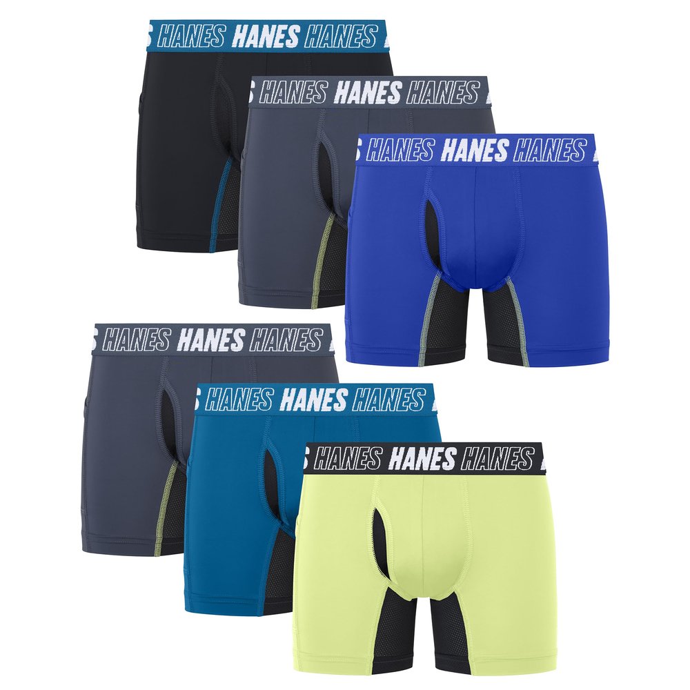 Hanes Boys' Moves Boxer Brief Underwear, Anti-Chafe Boxer Briefs for Boys, 6-Pack