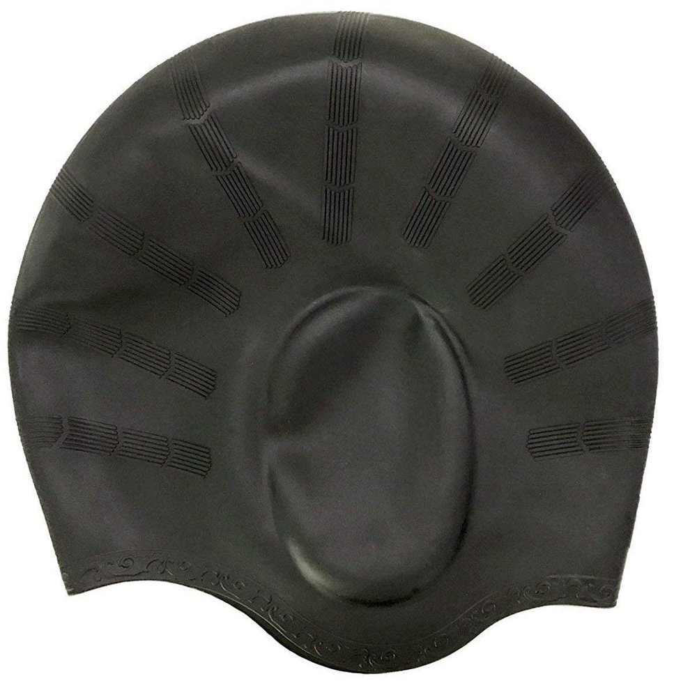Latest Designed Long Hair Silicone Swim Cap, Keeps Hair Clean with Ear Protector,Waterproof Silicone Swimming Cap for Adult Woman and Men