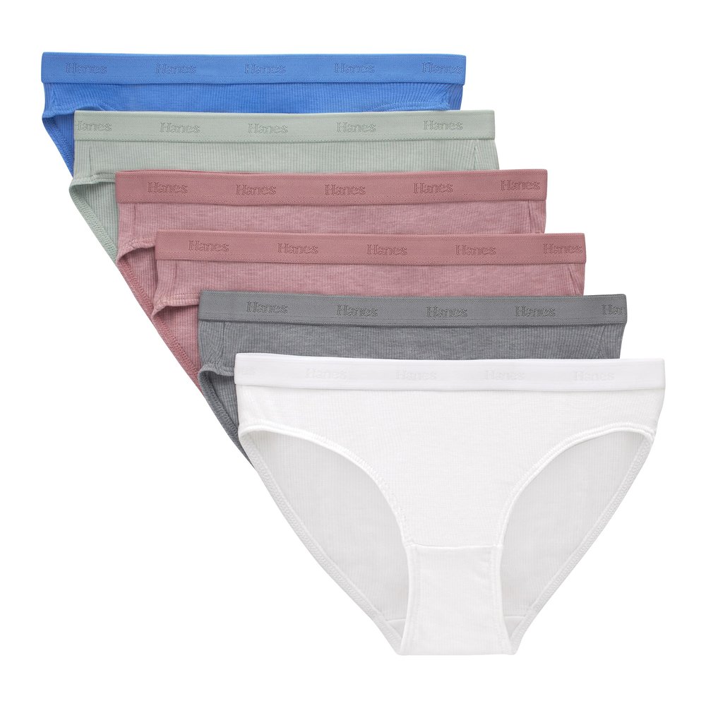 Hanes Girls' Originals SuperSoft Bikini Underwear, Modal Rib Bikini Panties for Girls, 5-Pack