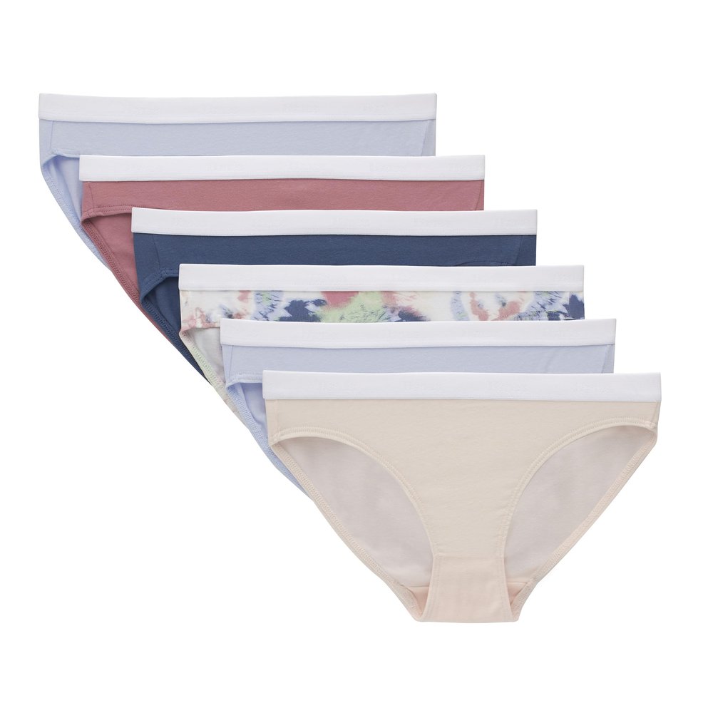 Hanes Girls' Originals Bikini Underwear, Stretch Bikini Panties for Girls, 6-Pack