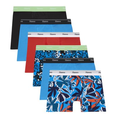 Hanes Boys' Originals Boxer Briefs, Stretch Cotton Underwear, Assorted, 6-Pack