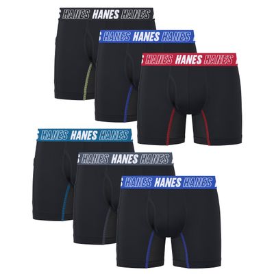 Hanes Boys' Moves Boxer Brief Underwear, Anti-Chafe Boxer Briefs for Boys, Black, 6-Pack