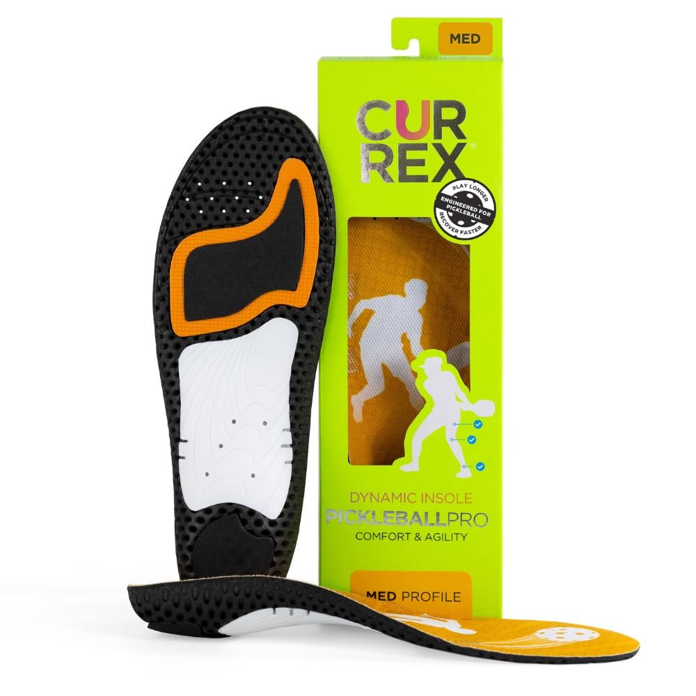 CURREX PICKLEBALLPRO Insoles for Pickleball Shoes Arch Support Inserts w/Super Grip Surface & Premium Heel Cushioning, Helps Improve Foot Stability for Men & Women Medium Arch, Small