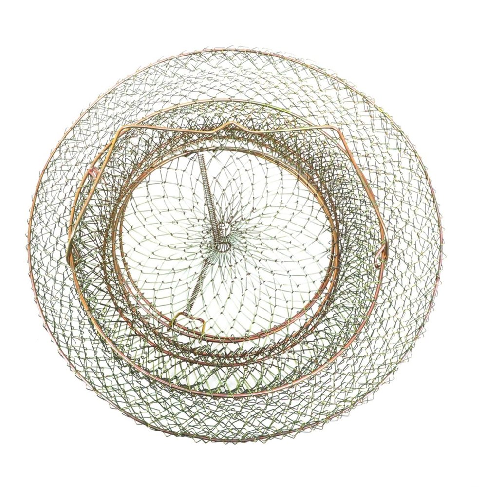 BIUDECO Portable Iron Fish Cage Spring Door Lobster Net Saltwater Fishing Basket Outdoor Crab and Catching Supplies
