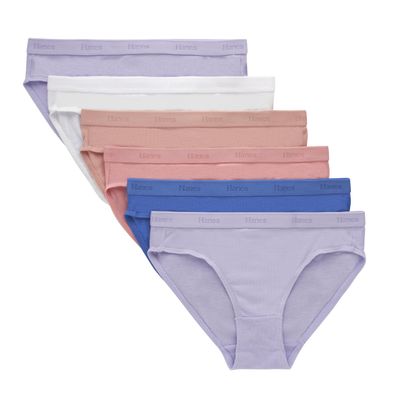 Hanes Girls' Originals SuperSoft Bikini Underwear, Modal Rib Bikini Panties for Girls, 6-Pack