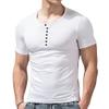 SWJGLITTR Mens Muscle Slim Henley T Shirts Lightweight Slim Fit Crewneck T-Shirts Athletic Button Henleys Short Sleeve (White,Large) view 1