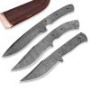 3Pcs Damascus Steel Knife Blank Blade for Knife Making, Damascus knife blank, Damascus Blank Blade Knife with Sheath, Handmade Hunting Skinning Knife Blade Blank view 1