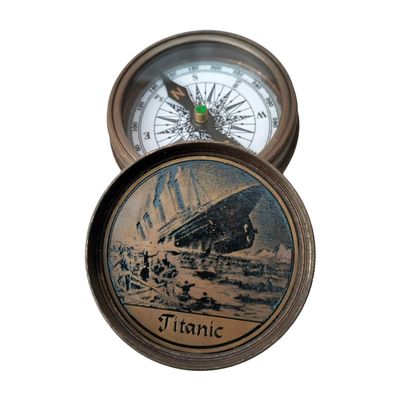 Authentic Vintage Antique Brass-Finished Titanic Lid Compasses - Useful Magnetic Compasses for Hiking, Camping, and Navigation