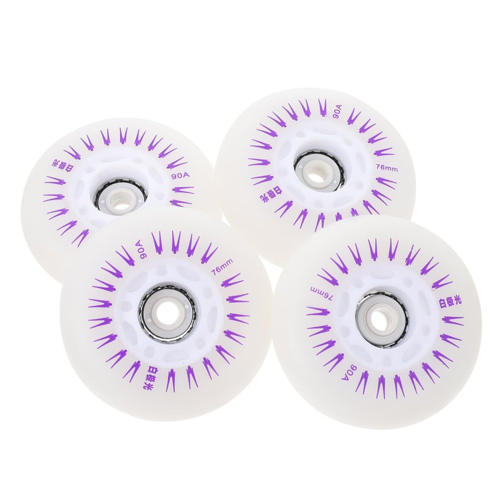 KOMBIUDA 4pcs Glowing Inline Skating Wheels Pu Roller Skates Wheel for Beginners and Pros Easy to Install Suitable for Indoor and Outdoor Use