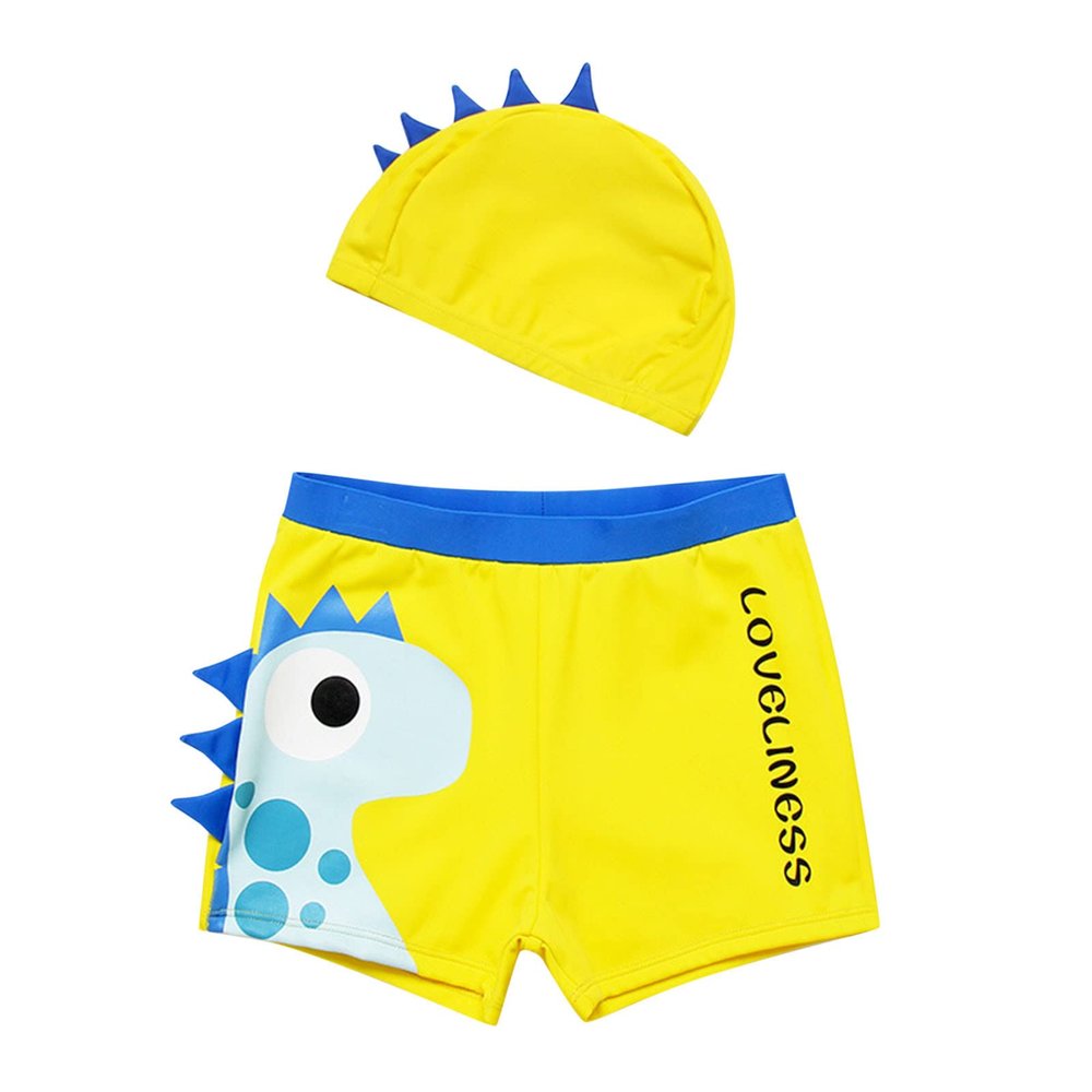 Ikevan Cartoon Swim Pants Kids Toddler Baby Boys Cartoon Swim Shorts Beach Bathing Swimsuit with (Yellow, 18-24 Months)