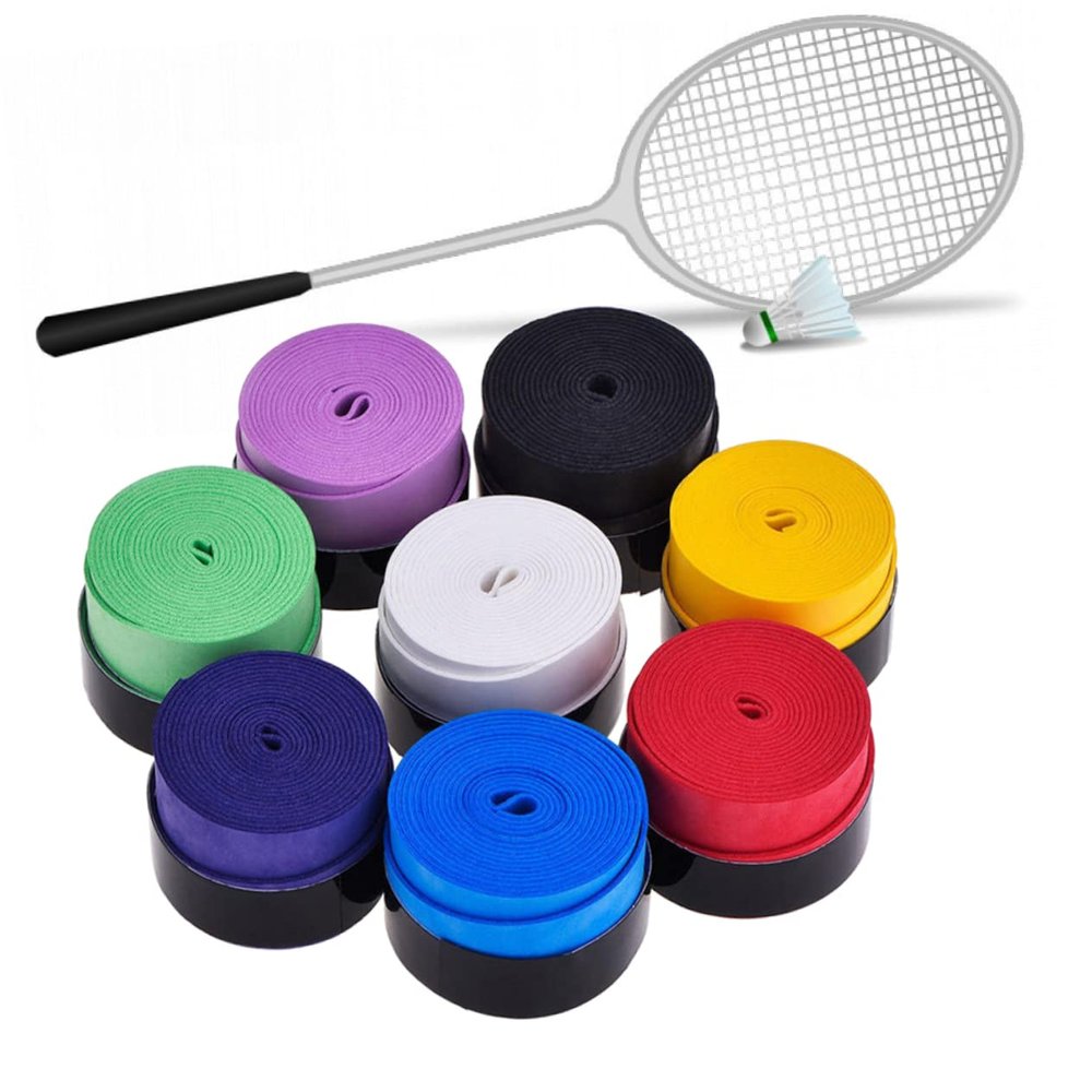 BCOATH 10pc Badminton Racket Grip Tape Sticky Sweatband Absorbent Overgrip Pu Material Comfort Fit for Tennis Squash Rackets Random