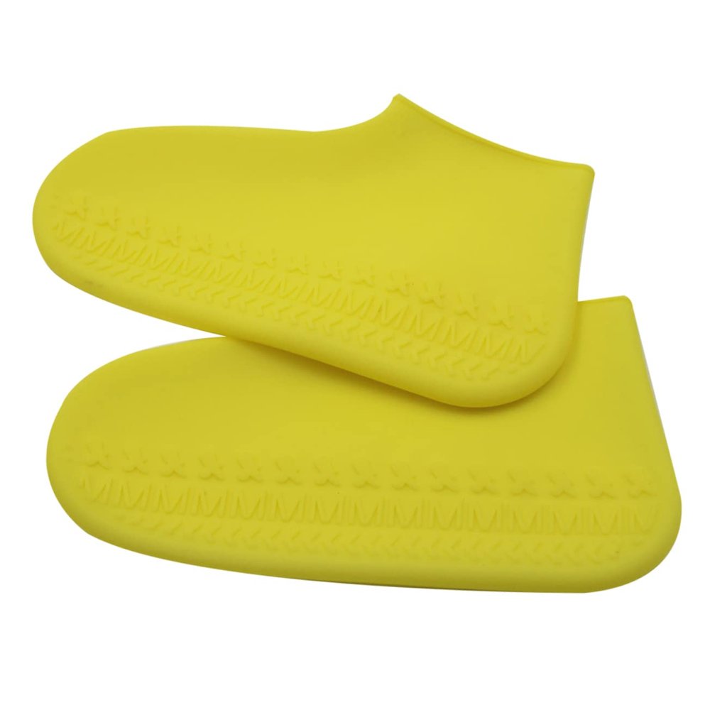 KOMBIUDA Silicone Shoe Covers Non-slip Rainproof Shoes Protector for Men and Women Durable Thicken Overshoes for Outdoor Activities Yellow s