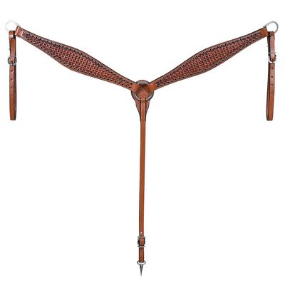 Comfytack Western Horse Breast Collar Hand Tooled Genuine American Leather Tack Brown | Heavy Duty Adjustable Western Riding Breastplate for Trail Barrel Racing Ranch Show Horse