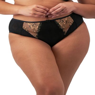 elomi Women's Plus Size Teagan High Leg Brief, Black Almond