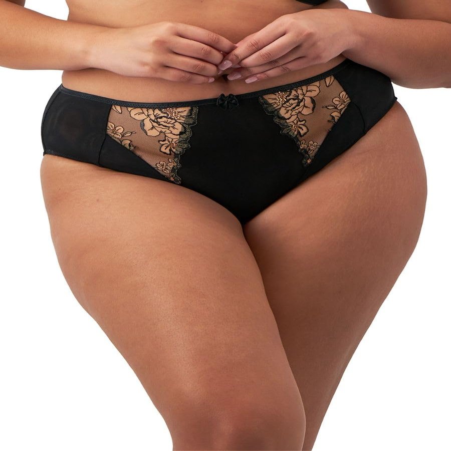 elomi Women's Plus Size Teagan High Leg Brief, Black Almond