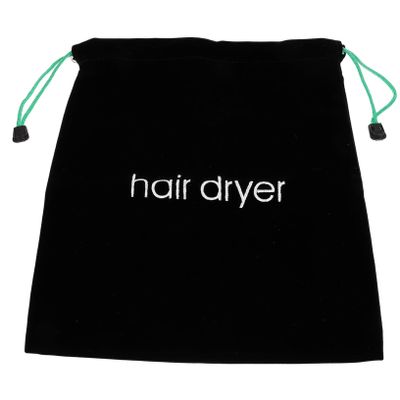 Black Hair Dryer Storage Bag, Drawstring Organizer for Travel and Home Use