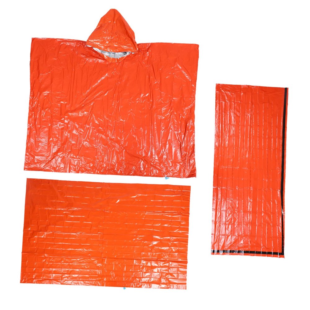 BESPORTBLE Emergency Survival Blanket Camping Tent Thermal Sleeping Bag Insulated Raincoat Compact First Aid Kit
