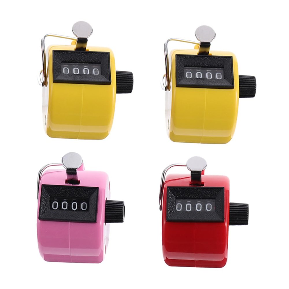 LIOOBO 4pcs Handheld Tally Counters Mini Click Counters for Sports Games and Knitting Plastic Design Function Random