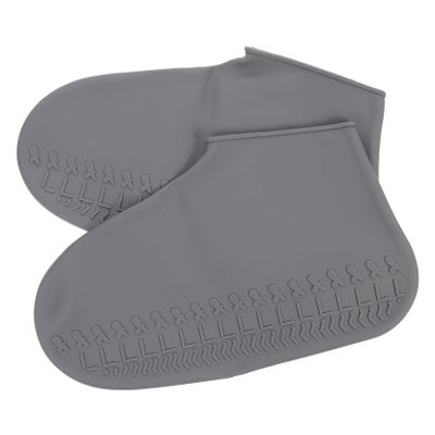 Hohopeti Rainproof Shoes Cover Slip Silicone Rain Boot Covers for Men Women Thicken Grey