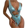 2024 One Piece Swimsuit Womens Bodysuit Snakeskin Sexy Sequin Shiny Bathing Suit Festival Dance Clothing Rave Outfit view 1