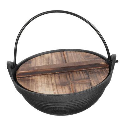 PRETYZOOM 1pc Outdoor Iron Hot Pot Lid Small Hanging Cookware for Ramen Soup and Stews Easy to Clean for Single Serving Cast Iron Design