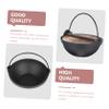 PRETYZOOM 1pc Outdoor Iron Hot Pot Lid Small Hanging Cookware for Ramen Soup and Stews Easy to Clean for Single Serving Cast Iron Design view 2