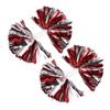 Anneome 2pcs Colorful Reusable Cheer Poms Kit Lightweight Cheerleader Pom with Handle for Boy Girl Eye-catching Props for Performance Sports Events Red with Silver view 1