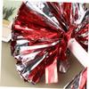 Anneome 2pcs Colorful Reusable Cheer Poms Kit Lightweight Cheerleader Pom with Handle for Boy Girl Eye-catching Props for Performance Sports Events Red with Silver view 3