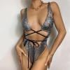 2024 One Piece Swimsuit Womens Bodysuit Snakeskin Sexy Sequin Shiny Bathing Suit Festival Dance Clothing Rave Outfit view 2
