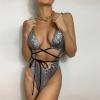 2024 One Piece Swimsuit Womens Bodysuit Snakeskin Sexy Sequin Shiny Bathing Suit Festival Dance Clothing Rave Outfit view 3