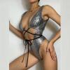 2024 One Piece Swimsuit Womens Bodysuit Snakeskin Sexy Sequin Shiny Bathing Suit Festival Dance Clothing Rave Outfit view 4