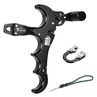 Tatoc Bow Release Thumb Archery 360 Rotatable Thumb Release for Compound Bow 4 Finger Release-Bow Trigger (Black)