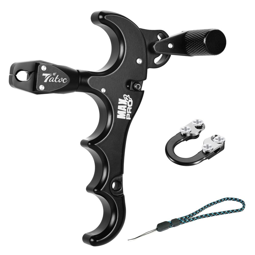 Tatoc Bow Release Thumb Archery 360 Rotatable Thumb Release for Compound Bow 4 Finger Release-Bow Trigger (Black)