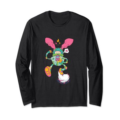 Crazy Cartoon Character Artificial Intelligence Concept Long Sleeve T-Shirt