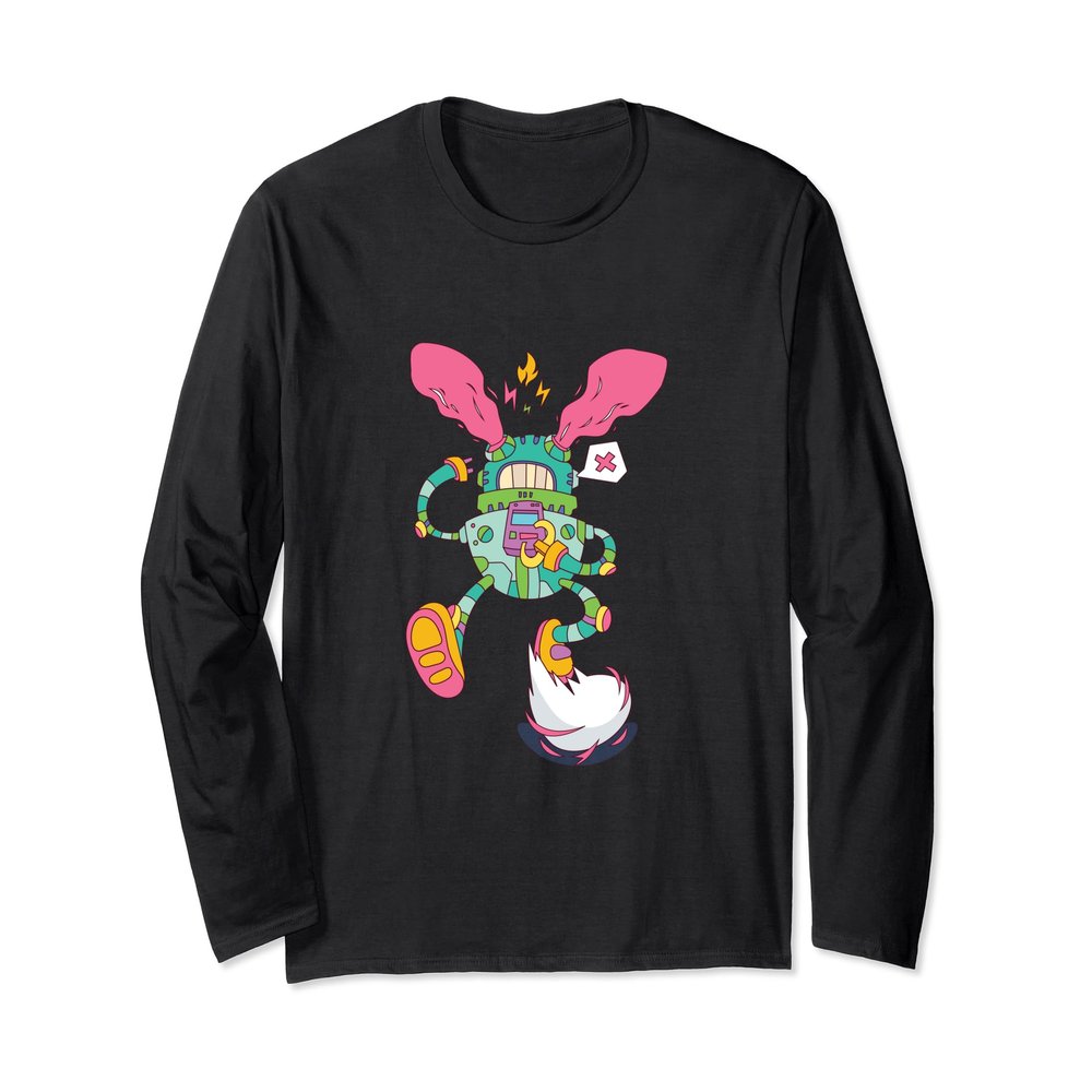 Crazy Cartoon Character Artificial Intelligence Concept Long Sleeve T-Shirt