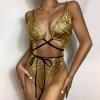 2024 One Piece Swimsuit Womens Bodysuit Snakeskin Sexy Sequin Shiny Bathing Suit Festival Dance Clothing Rave Outfit view 2